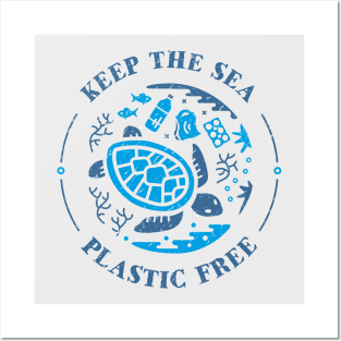 Keep the Sea Plastic Free Underwater Scene Posters and Art